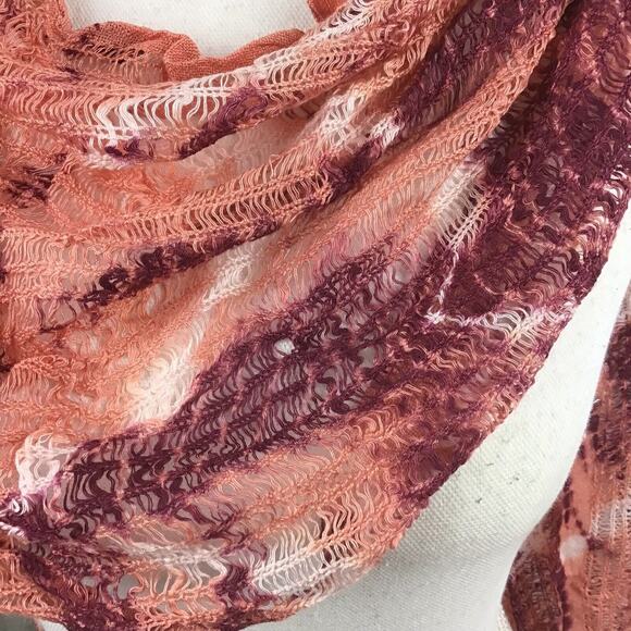 Collection 18 Women’s Rose Quartz Tie Dye Scarf Fringe Wrap 12x80 NWT - Picture 4 of 16